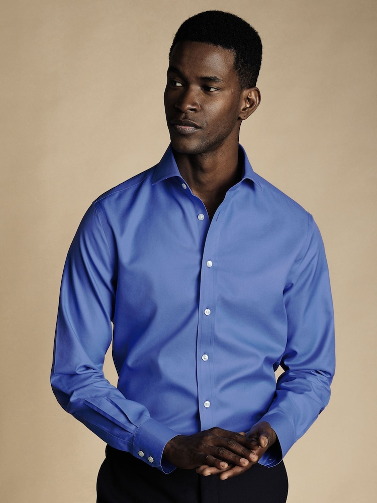 Charles Tyrwhitt Bügelfreies Twill Cutaway Slim Fit 100% Baumwolle Hemd - Bild 1 von 6