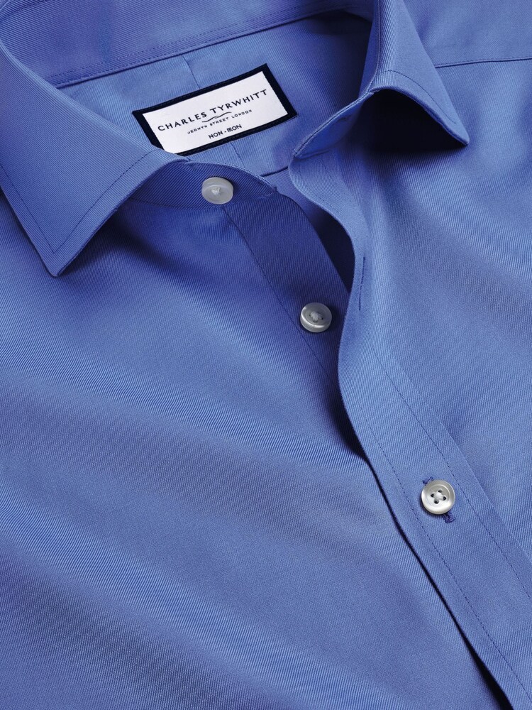 Charles Tyrwhitt Blue Non-iron Twill Cutaway Slim Fit 100% Cotton Shirt - Image 6 of 6 Charles Tyrwhitt Blue Non-iron Twill Cutaway Slim Fit 100% Cotton Shirt - Image 6 of 6