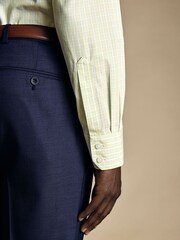 Charles Tyrwhitt Yellow Check Non-iron Poplin CA Slim Fit 100% Cotton Shirt - Image 3 of 6