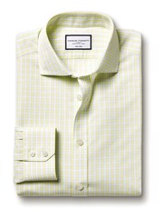Charles Tyrwhitt Yellow Check Non-iron Poplin CA Slim Fit 100% Cotton Shirt - Image 4 of 6