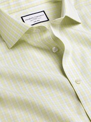 Charles Tyrwhitt Yellow Check Non-iron Poplin CA Slim Fit 100% Cotton Shirt - Image 5 of 6
