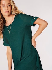 Apricot Green Turn Up T-Shirt Slub Shimmer Tunic - Image 2 of 4
