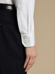 Charles Tyrwhitt White Slim Fit Cutaway Non-iron Herringbone 100% Cotton Shirt - Image 3 of 4