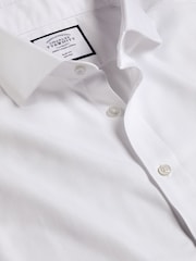 Charles Tyrwhitt White Slim Fit Cutaway Non-iron Herringbone 100% Cotton Shirt - Image 4 of 4
