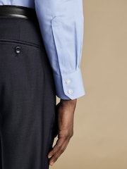 Charles Tyrwhitt Light Blue Non-iron Puppytooth Cutaway Slim Fit 100% Cotton Shirt - Image 3 of 4