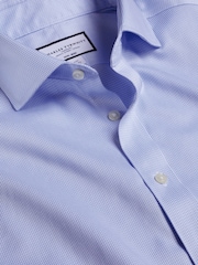 Charles Tyrwhitt Light Blue Non-iron Puppytooth Cutaway Slim Fit 100% Cotton Shirt - Image 4 of 4
