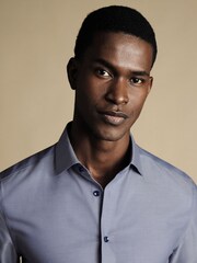 Charles Tyrwhitt Dark Blue Non-iron Twill With Printed Trim Slim Fit 100% Cotton Shirt - Image 2 of 6