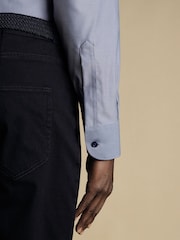 Charles Tyrwhitt Dark Blue Non-iron Twill With Printed Trim Slim Fit 100% Cotton Shirt - Image 3 of 6