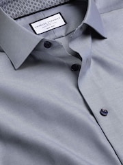 Charles Tyrwhitt Dark Blue Non-iron Twill With Printed Trim Slim Fit 100% Cotton Shirt - Image 5 of 6
