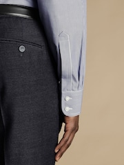 Charles Tyrwhitt Blue Non-iron Bengal Stripe Slim Fit 100% Cotton Shirt - Image 3 of 4