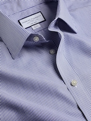 Charles Tyrwhitt Blue Non-iron Bengal Stripe Slim Fit 100% Cotton Shirt - Image 4 of 4
