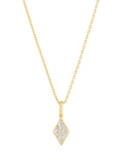 Inicio Gold Plated Diamond Shape Cubic Zirconia Pendant Necklace In Gift Pouch - Image 1 of 3