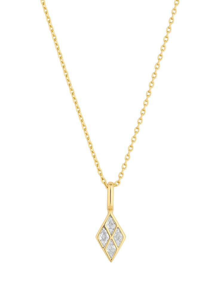 Inicio Gold Plated Diamond Shape Cubic Zirconia Pendant Necklace In Gift Pouch - Image 1 of 3