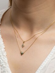 Inicio Gold Plated Diamond Shape Cubic Zirconia Pendant Necklace In Gift Pouch - Image 2 of 3