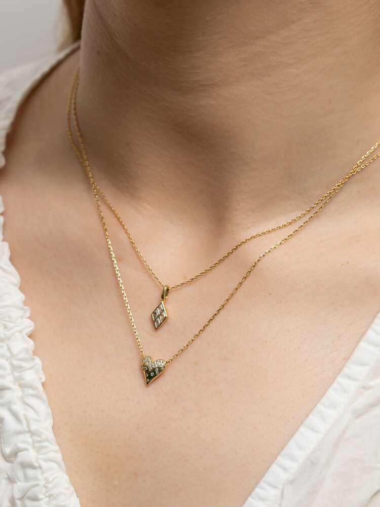 Inicio Gold Plated Diamond Shape Cubic Zirconia Pendant Necklace In Gift Pouch - Image 2 of 3