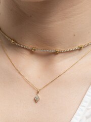 Inicio Gold Plated Diamond Shape Cubic Zirconia Pendant Necklace In Gift Pouch - Image 3 of 3