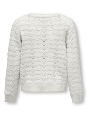ONLY KIDS Pointelle Diamanted Button Detail Occasion White Cardigan - Image 2 of 2