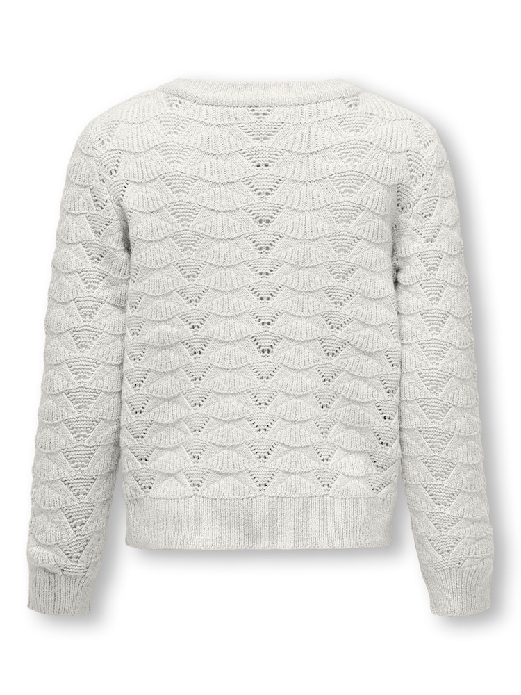 ONLY KIDS Pointelle Diamanted Button Detail Occasion White Cardigan - Image 2 of 2