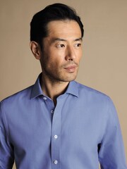 Charles Tyrwhitt Blue Non-iron Mayfair Weave Cutaway Slim Fit 100% Cotton Shirt - Image 2 of 5