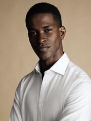 Charles Tyrwhitt White Non-iron Mayfair Weave Cutaway Slim Fit 100% Cotton Shirt - Image 2 of 6