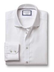 Charles Tyrwhitt White Non-iron Mayfair Weave Cutaway Slim Fit 100% Cotton Shirt - Image 4 of 6