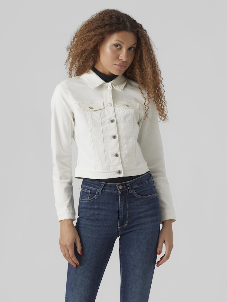 VERO MODA White Fitted Denim Jacket - Image 1 of 5 VERO MODA White Fitted Denim Jacket - Image 1 of 5