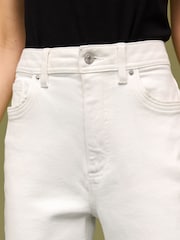 White Straight Raw Hem Jeans - Image 4 of 6