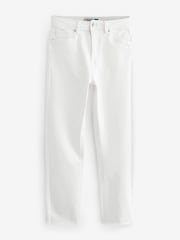 White Straight Raw Hem Jeans - Image 5 of 6