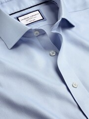 Charles Tyrwhitt Sky Blue Non-iron Mayfair Weave Cutaway Slim Fit 100% Cotton Shirt - Image 5 of 6
