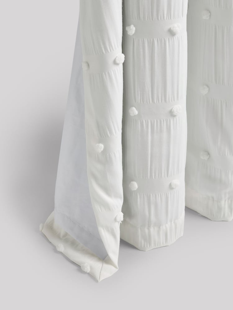 White Bobble Pom Eyelet Blackout Curtains - Image 6 of 6