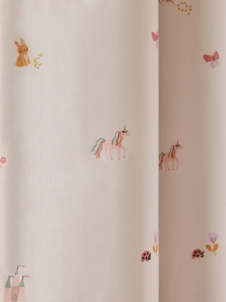 Pink Unicorn Castle Eyelet Blackout Curtains - Image 6 of 9