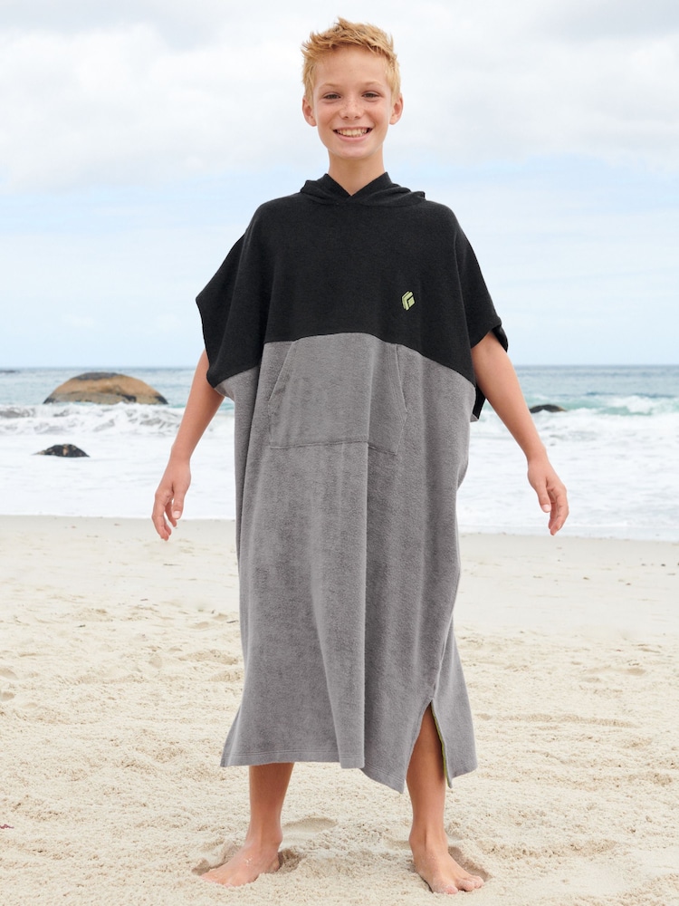 Black Colourblock Towelling Cover-Up (3-16yrs) - Image 1 of 4