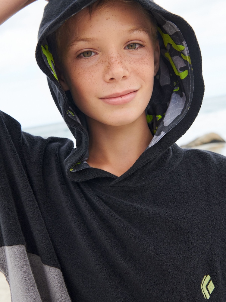Black Colourblock Towelling Cover-Up (3-16yrs) - Image 2 of 4