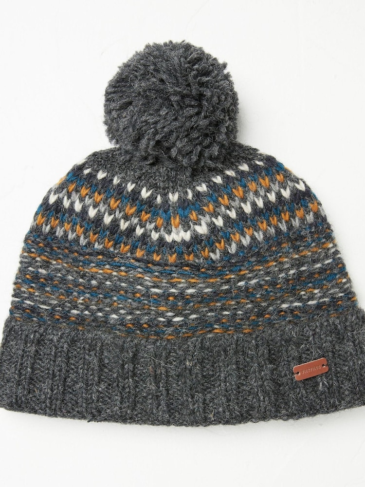 FatFace Grey Ross Textured Beanie - Image 1 of 2