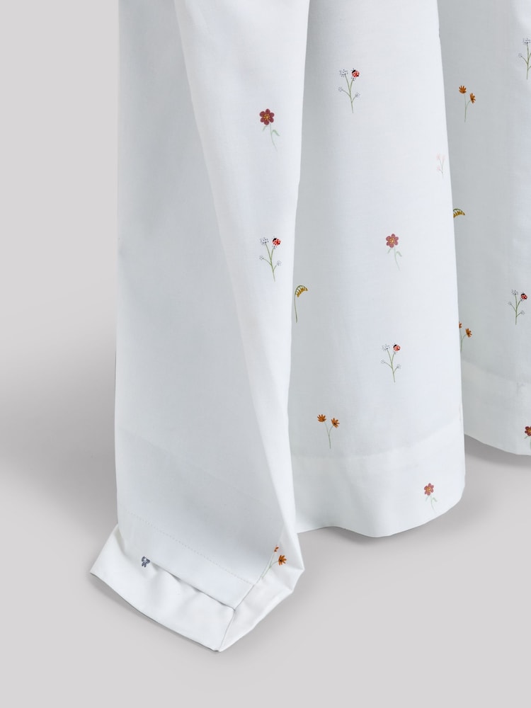 White Mini Floral Eyelet Blackout Curtains - Image 9 of 9