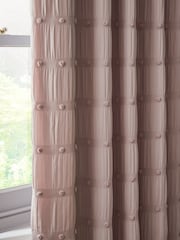 Pink Bobble Pom Eyelet Blackout Curtains - Image 2 of 7