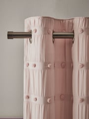 Pink Bobble Pom Eyelet Blackout Curtains - Image 3 of 7