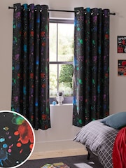 Black Splatter Eyelet Blackout Curtains - Image 1 of 9