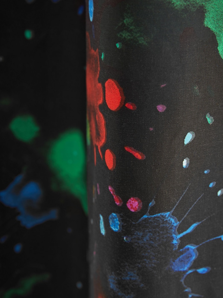 Black Splatter Eyelet Blackout Curtains - Image 4 of 9