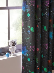 Black Splatter Eyelet Blackout Curtains - Image 6 of 9
