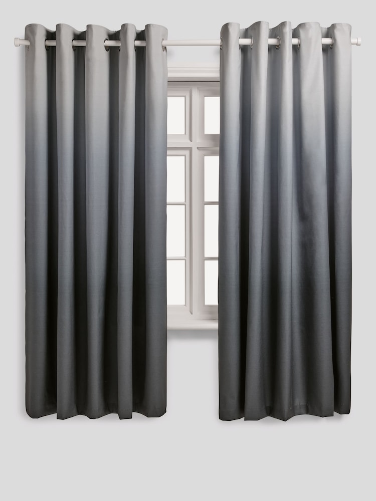 Grey Ombre Eyelet Blackout Curtains - Image 4 of 8