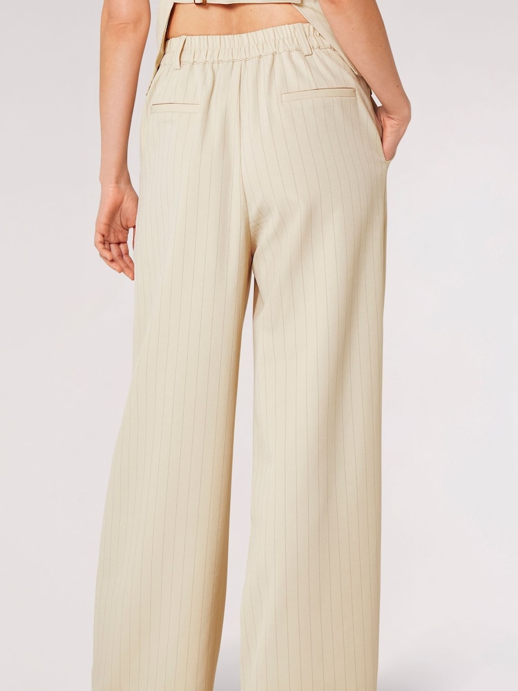 Apricot Natural Pinstripe 100% Cotton Trousers - Image 2 of 4