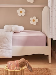 Pink 100% Cotton Muslin Fitted Sheet - Image 1 of 3