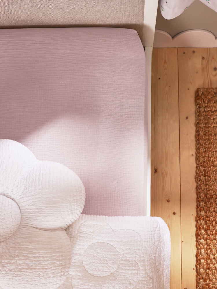 Pink 100% Cotton Muslin Fitted Sheet - Image 2 of 3