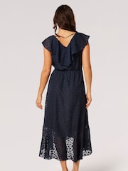 Apricot Blue Clouds Ruffle Faux Wrap Dress - Image 2 of 4