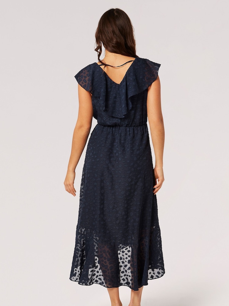 Apricot Blue Clouds Ruffle Faux Wrap Dress - Image 2 of 4