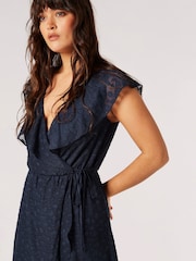 Apricot Blue Clouds Ruffle Faux Wrap Dress - Image 3 of 4