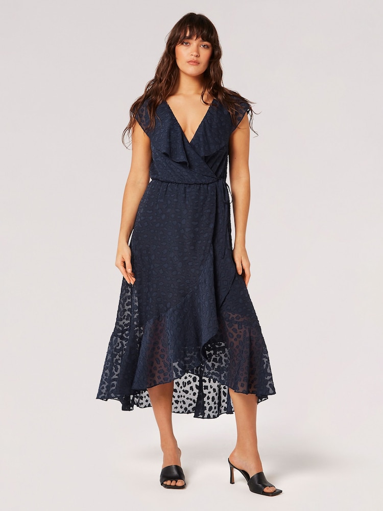 Apricot Blue Clouds Ruffle Faux Wrap Dress - Image 4 of 4