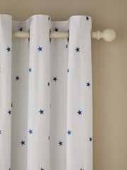 Blue Star Embroidered Star Eyelet Blackout Curtains - Image 4 of 5