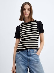 Mango Blue High Waist 100% Cotton Wide Leg Jeans - Image 3 of 7